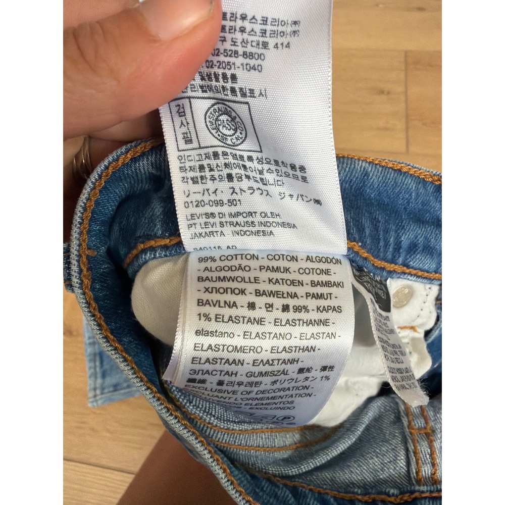 Levis Wedgie Straight Plaid Blue Denim Jeans High Rise Button Fly size 25 - Picture 3 of 10